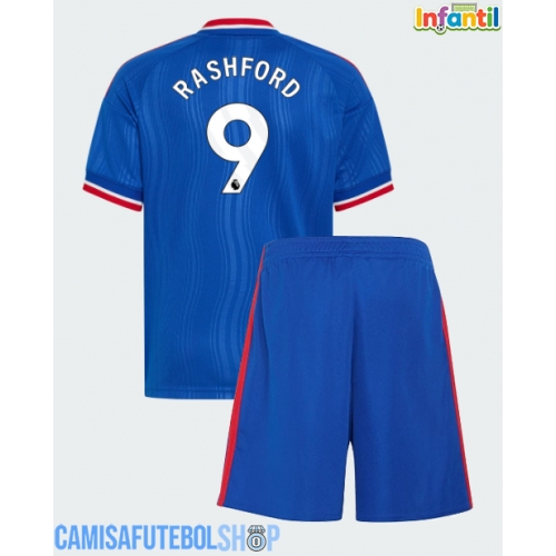 Camisa de time de futebol Manchester United Marcus Rashford #9 Replicas 2º Equipamento Infantil 2026-27 Manga Curta (+ Calças curtas)